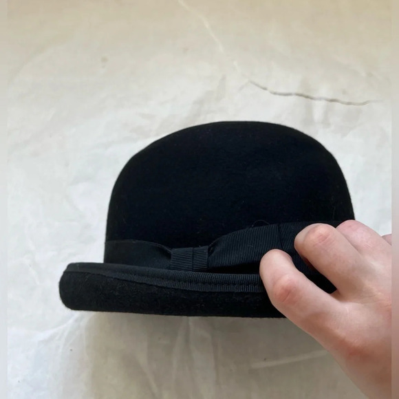 $ 195 La Perla Black Label Black Women Bowler Hat  Felt 100% Lana Wool Size M